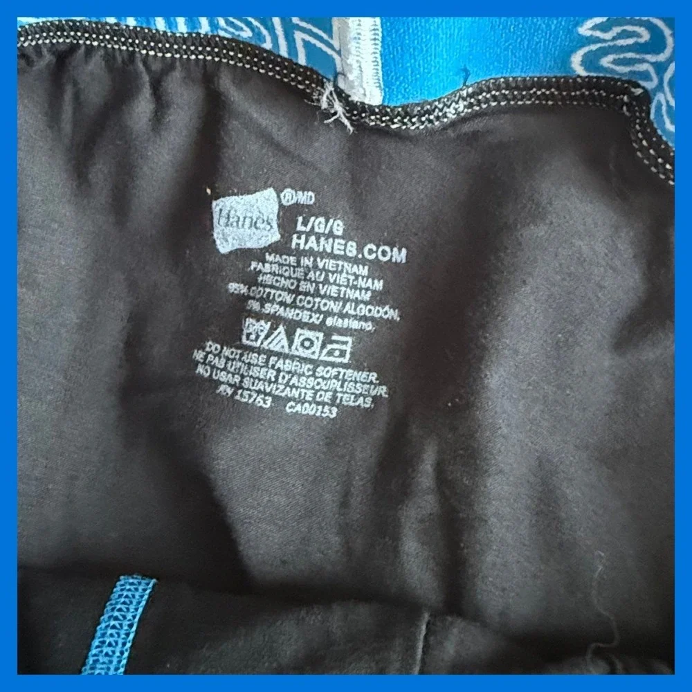 Hanes Mens Boxer Briefs Lot of 2 Black Cotton Stretch Contrast Stitch Size Large